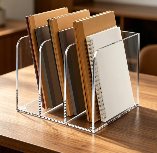 Clear acrylic magazine holder, 3-slot desk file organizer - Image 2