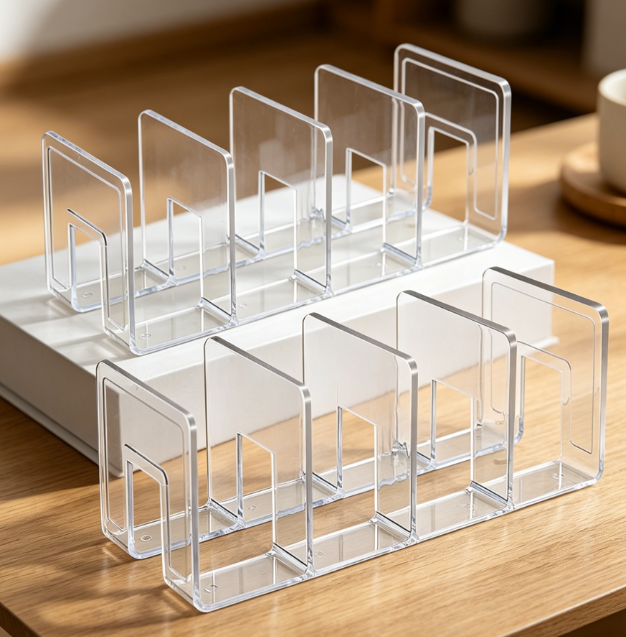 Clear acrylic file sorter, 4-section desk organizer (2 pack) - Image 2