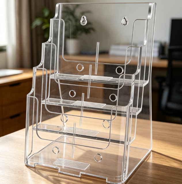 4-tier brochure holder, clear desktop display stand - Image 2