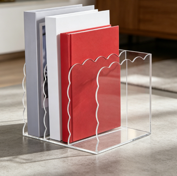 3-slot acrylic magazine holder, vertical desk organizer - Image 2