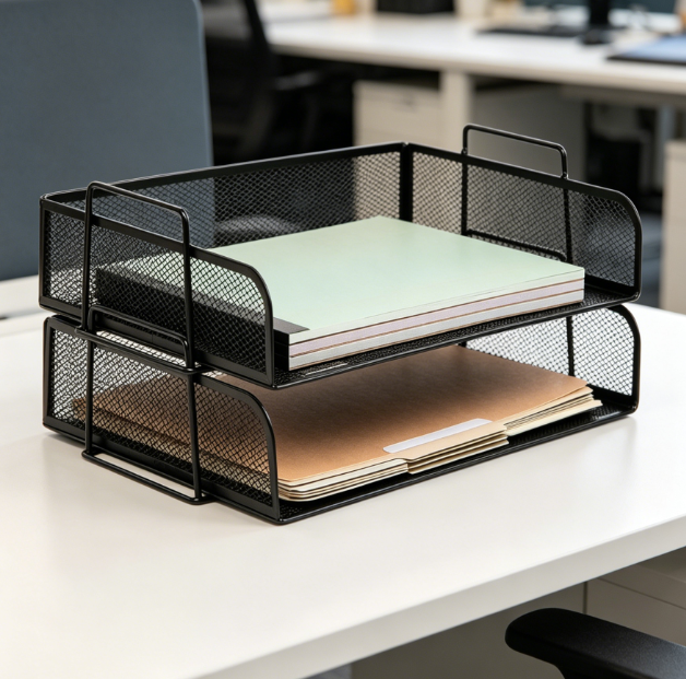 Stackable Paper Tray – Metal Mesh, Set of 2