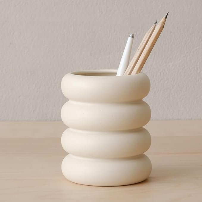 Ceramic Pen Holder, Minimalist Makeup Brush Organizer