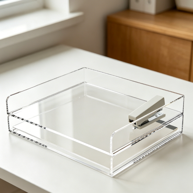 Stackable paper trays, clear document organizer set (2 pack) - Image 2